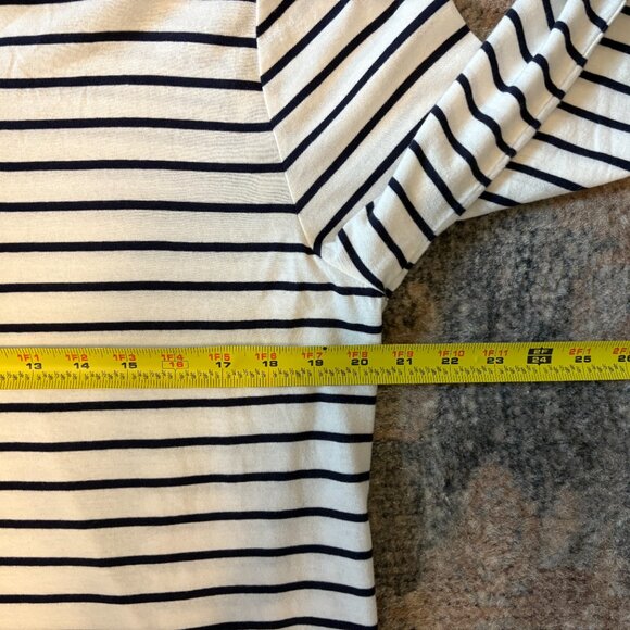 J. Crew #BB750 Women's Navy/White Stripe Printed Tissue Turtleneck Shirt Top XL - Picture 7 of 9